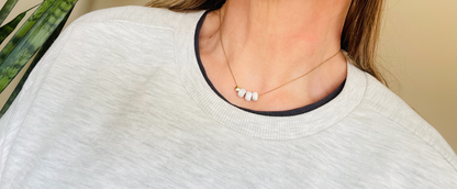 Howlite rondelle gemstone gold necklace