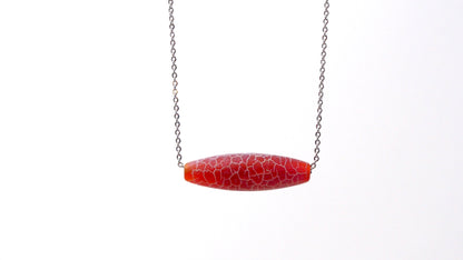 Agate oval gemstone platinum necklace