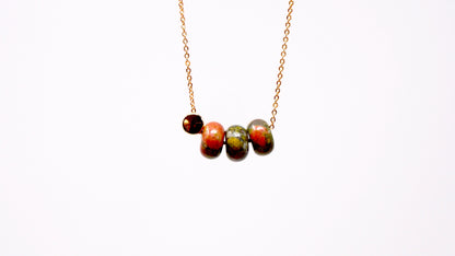 Unakite rondelle gemstone gold necklace