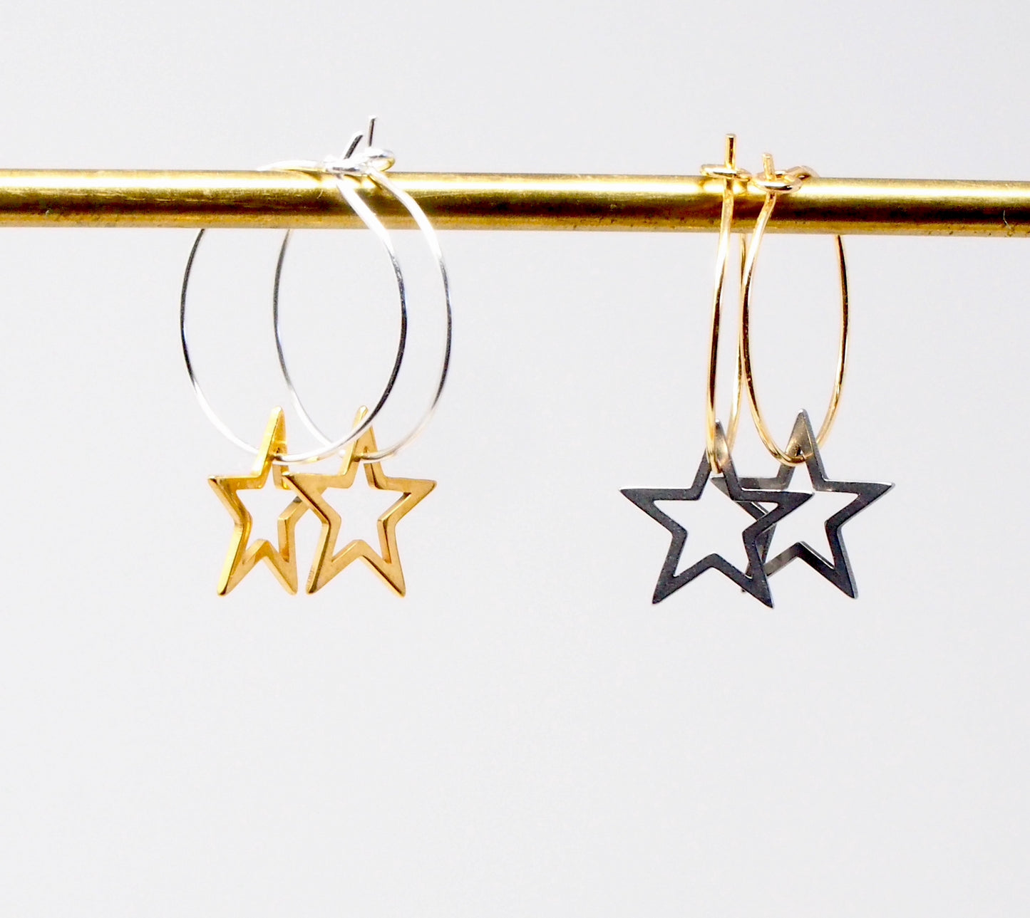 'It's all in the stars' sterling silver hoop earrings