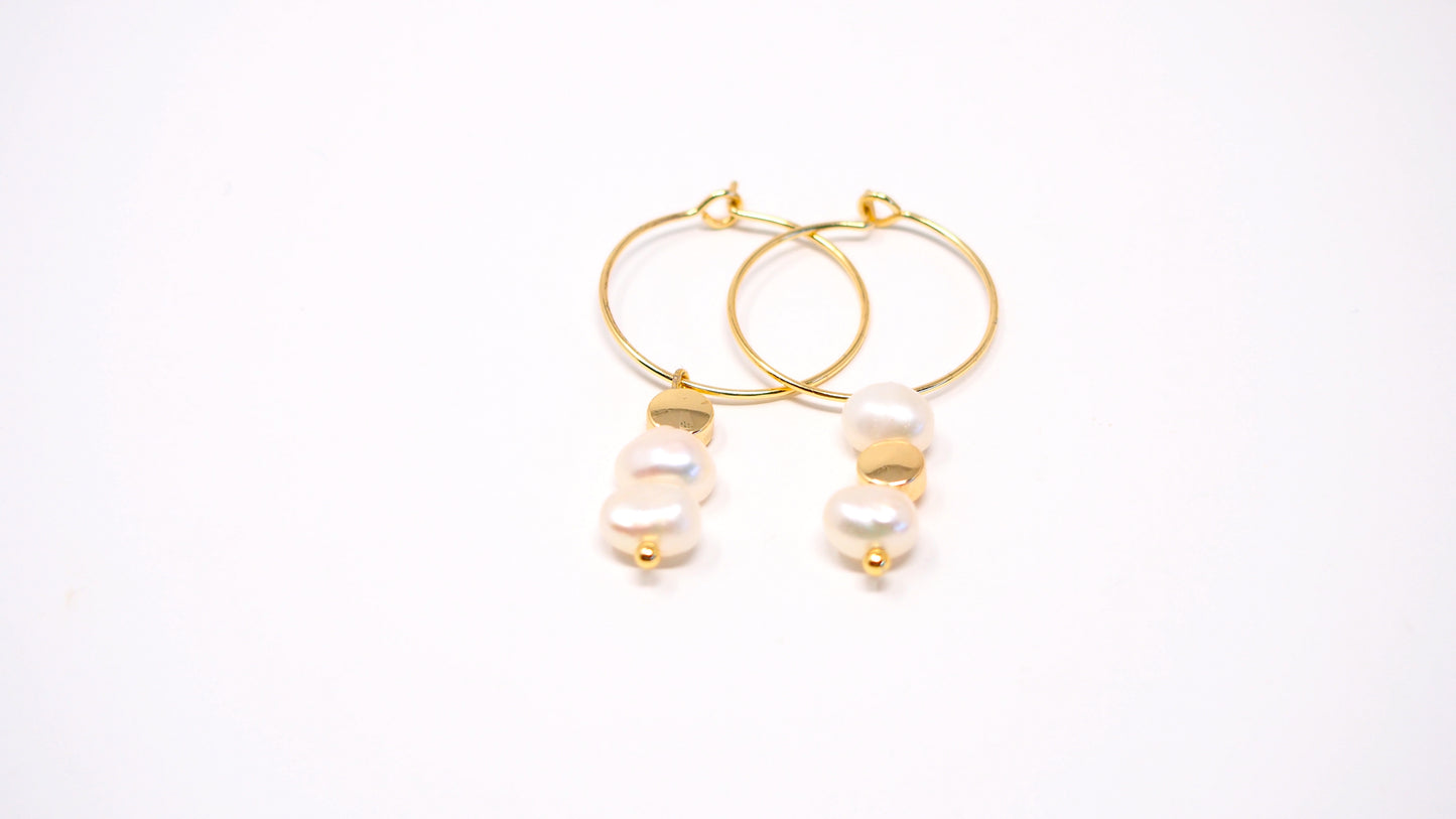 'Pearl power' 14k gold filled hoop earrings