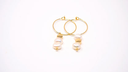 'Pearl power' 14k gold filled hoop earrings