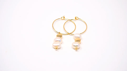 'Pearl power' 14k gold filled hoop earrings