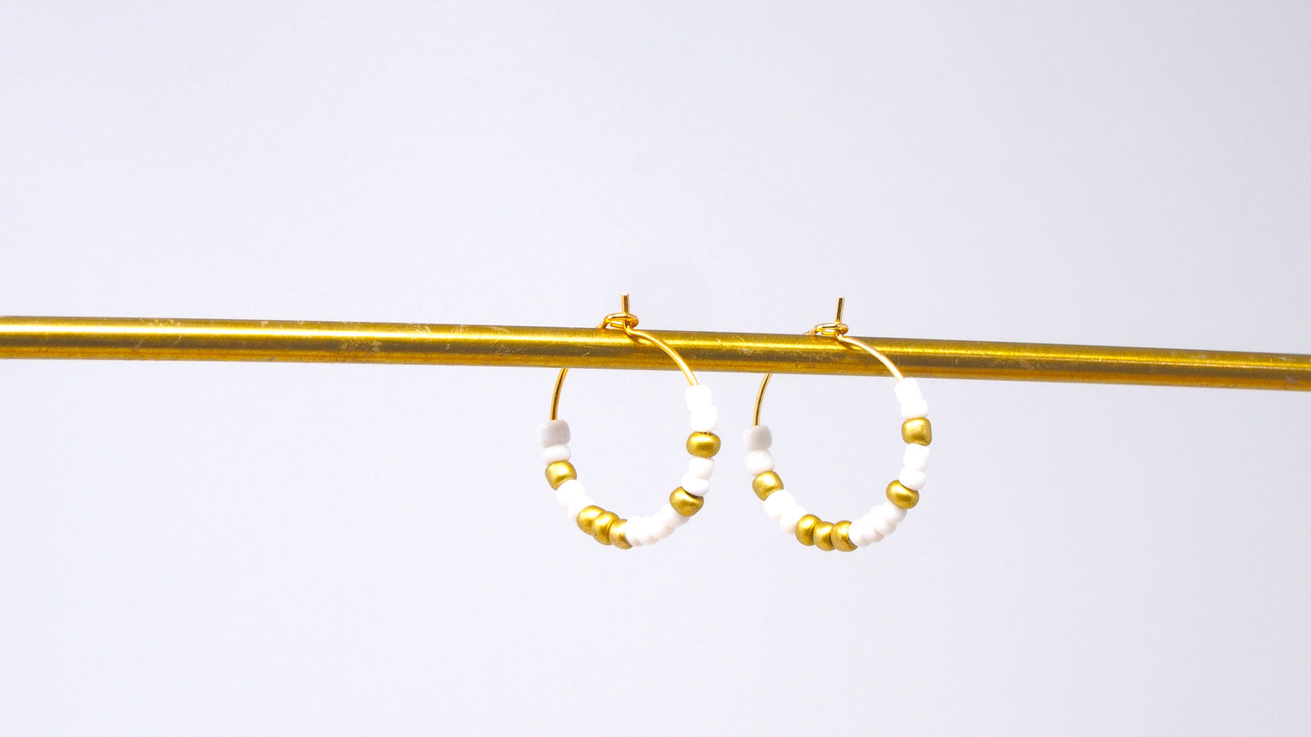 'Boho Bead' Sterling Silver/Gold Filled Hoop Earrings