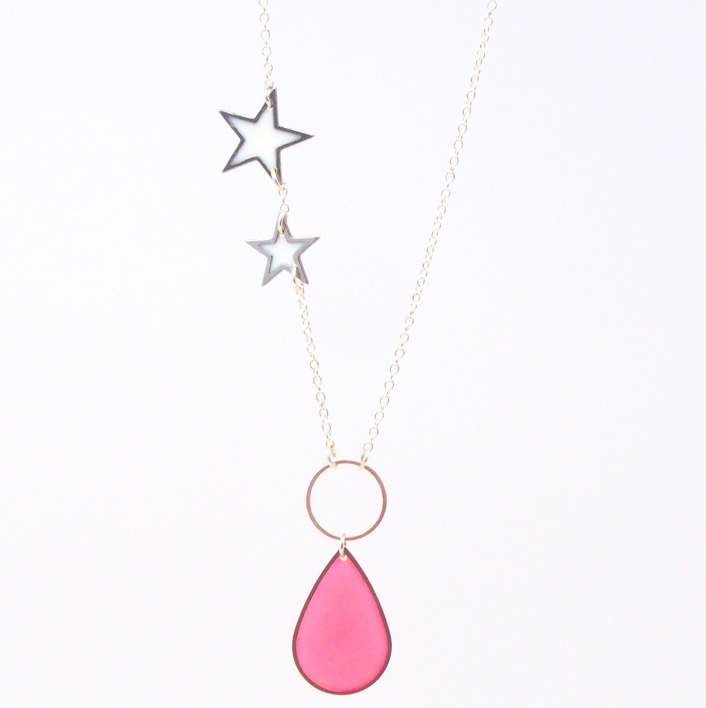 Starry Teardrop Silver Necklace