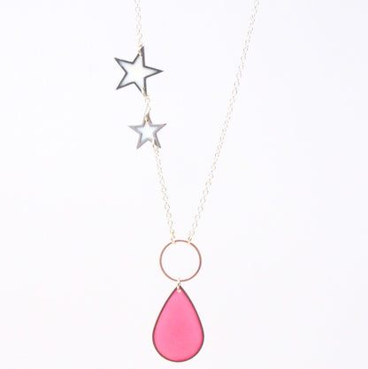 Starry Teardrop Silver Necklace